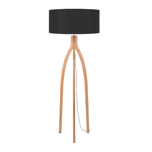 Good&Mojo Vloerlamp bamboe Annapurna 6030, linnen zwart